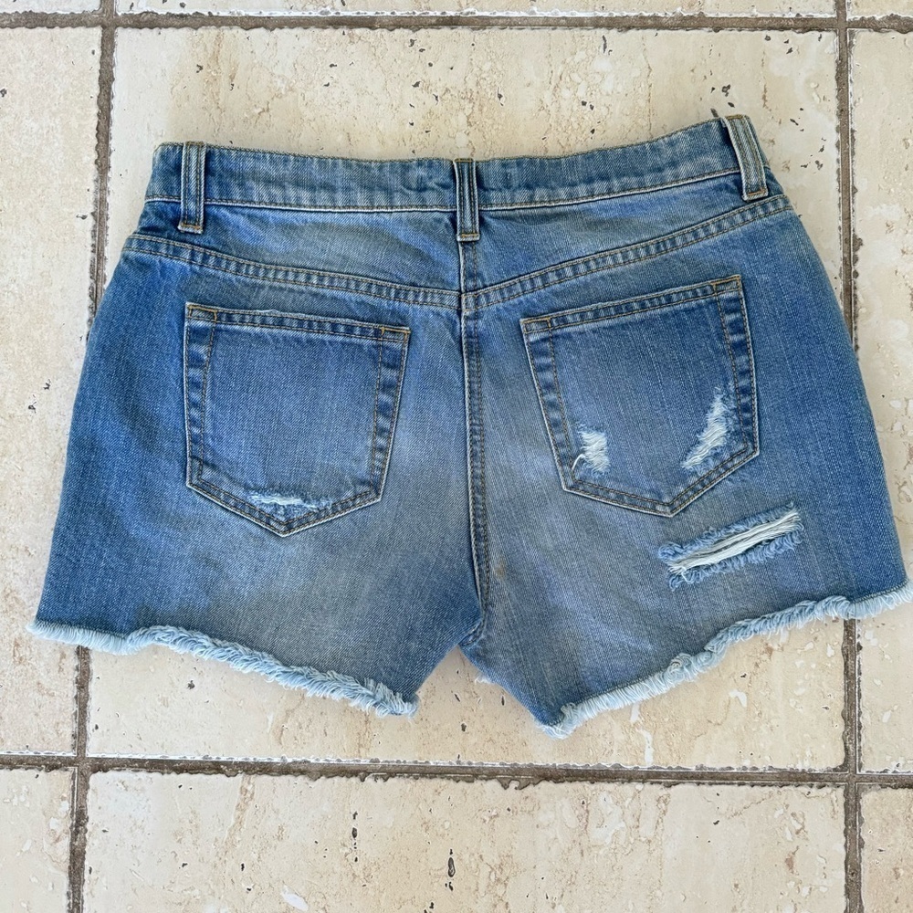 New! Flavio Castellani Jeans Shorts, Size 40, Blue with Crystals/Pearls - Picture 6 of 11